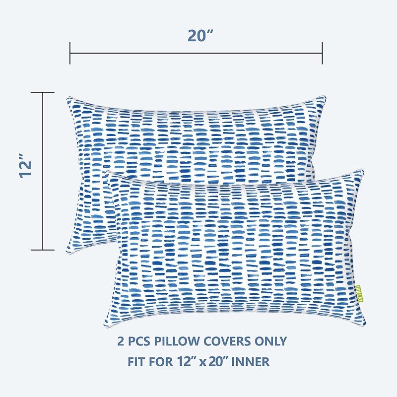 LVTXIII Outdoor Lumbar Pillow Covers ONLY  Patio Decorative  Fluffy Fade-Resistant Cushion Cases for Home Balcony and Garden  12x20 Inch  Pack of 2  Pebble Blue - Image 2